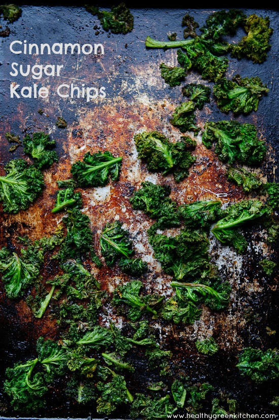 Cinnamon Sugar Kale Chips from www.healthygreenkitchen.com
