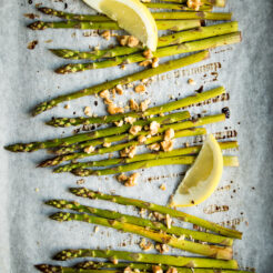 Make the most of this beautiful, seasonal asparagus by roasting it in balsamic vinegar and lemon juice!