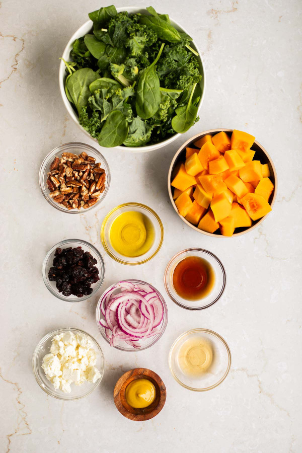 Ingredients for Roasted Butternut Squash Salad.