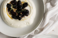 roasted grapes on top of yogurt with honey and thyme