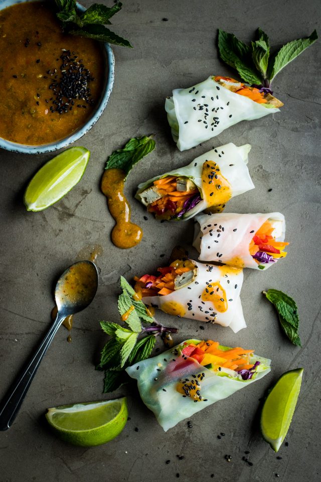 You'll love these vegan summer rolls with a fresh mango dipping sauce and a creamy peanut dipping sauce. The perfect lunch or snack for the warm months