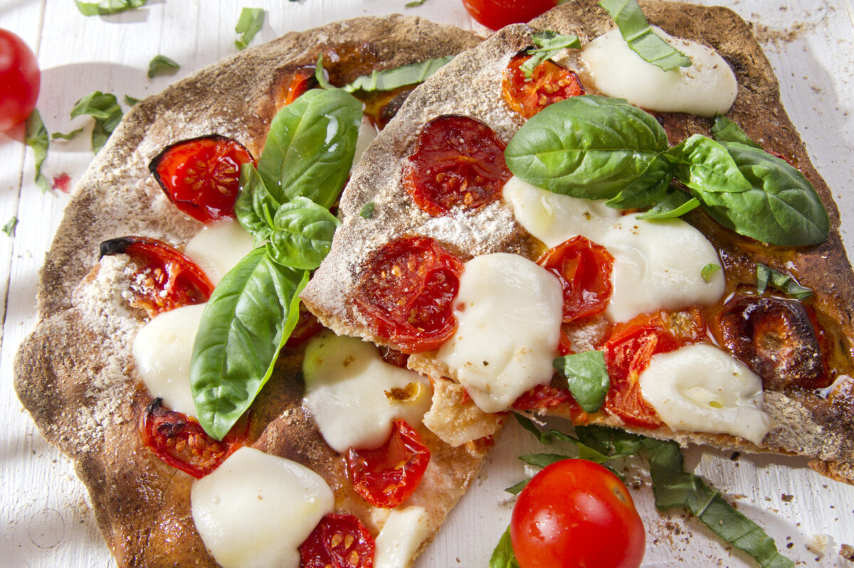 Margherita pizza with whole wheat flour.